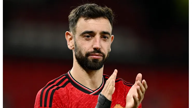 Bruno Fernandes of Manchester United . (Photo by Gareth Copley/Getty Images)