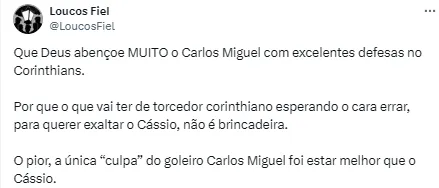 Torcida se manifesta sobre possibilidade do goleiro deixar o Corinthians