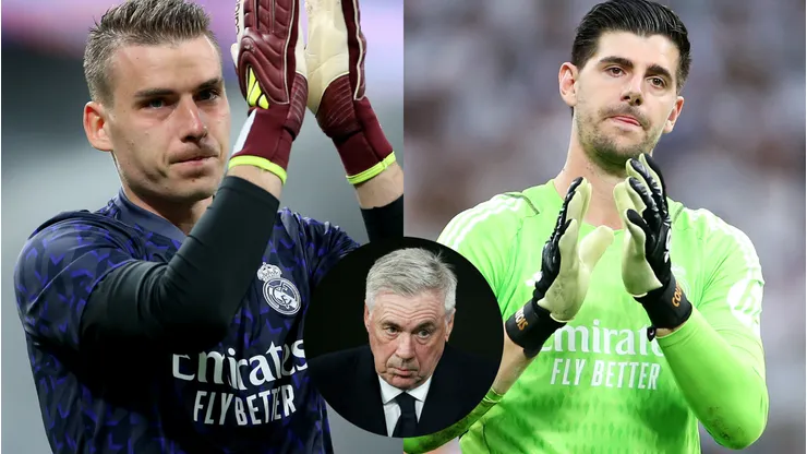Ancelotti ainda não definiu goleiro titular do Real Madrid Montagem/Fotos: Florencia Tan Jun/Getty Images)