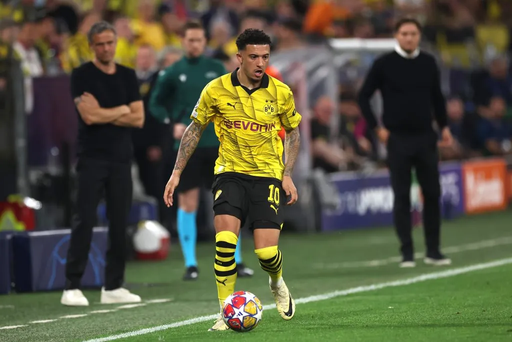 Sancho enfrentando o PSG (Photo by Alex Grimm/Getty Images)