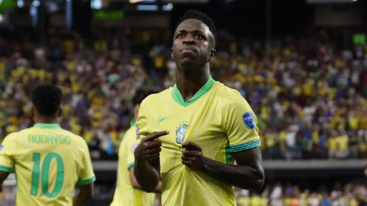 Vini Jr. teve atuação destacada contra o Paraguai. (Photo by Kevork Djansezian/Getty Images)
