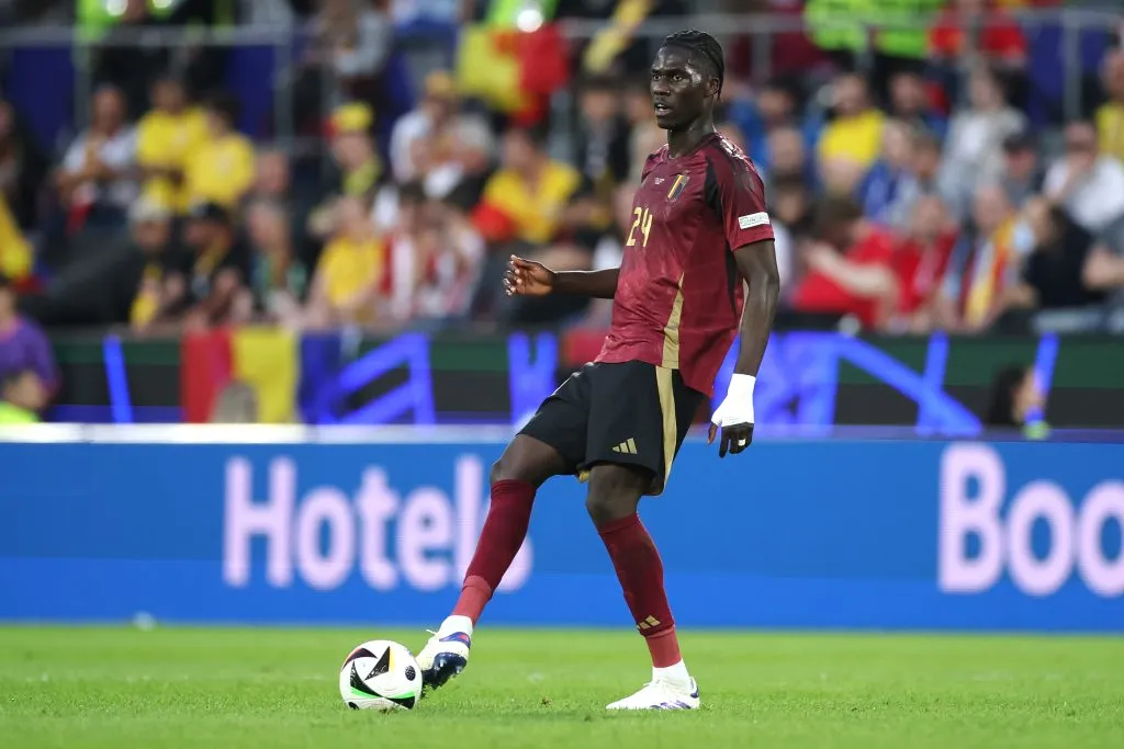 Amadou Onana pela Bélgica. (Photo by Alex Grimm/Getty Images)