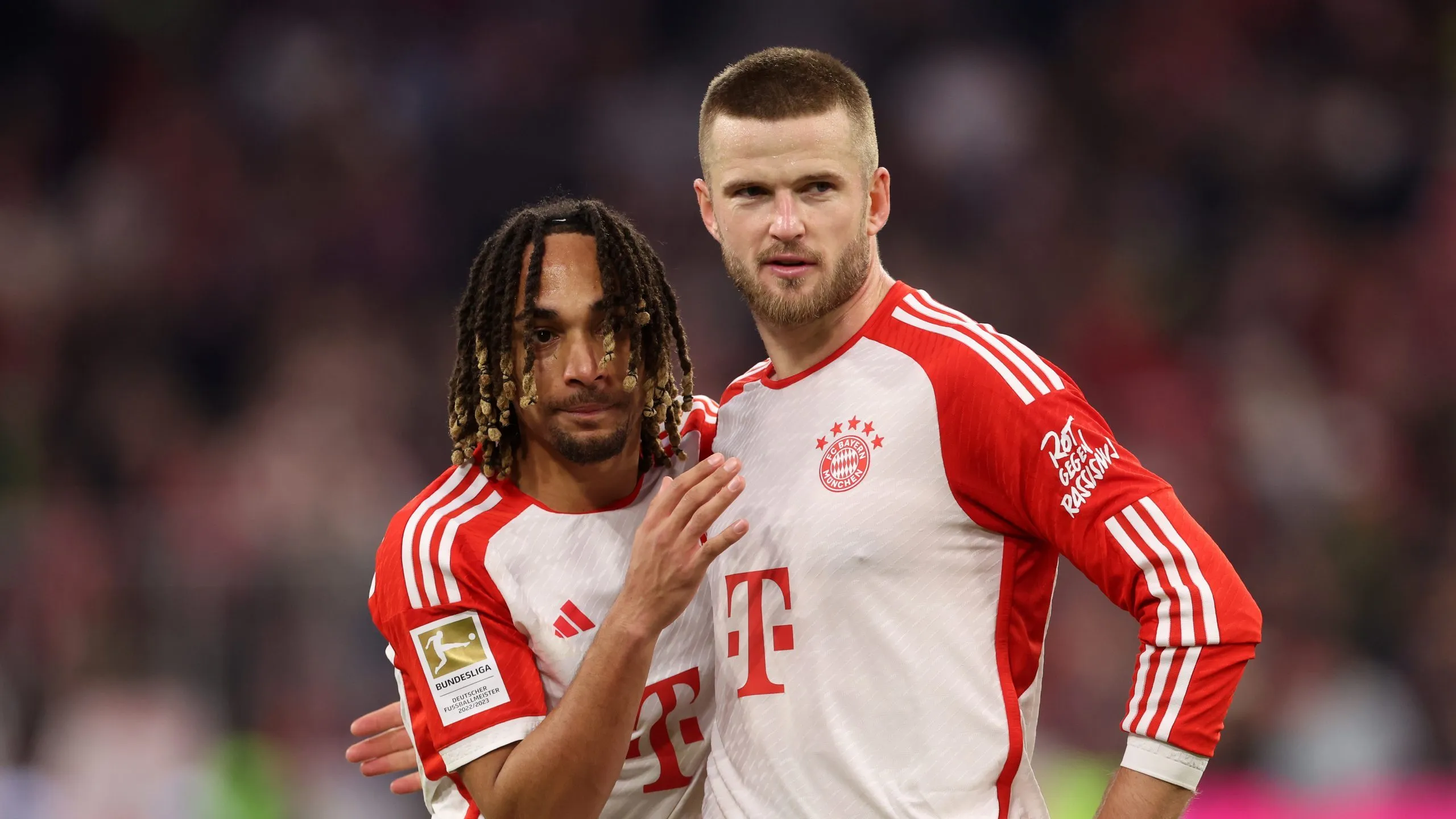 Sacha Boey e Eric Dier, Bayern de Munique (Photo by Alexander Hassenstein/Getty Images)