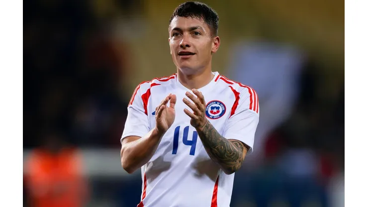 Cristian Zavala comemora vitória do Chile em amistoso contra a Albânia, em março de 2024. (Nicolò Campo / Alamy Stock Photo)