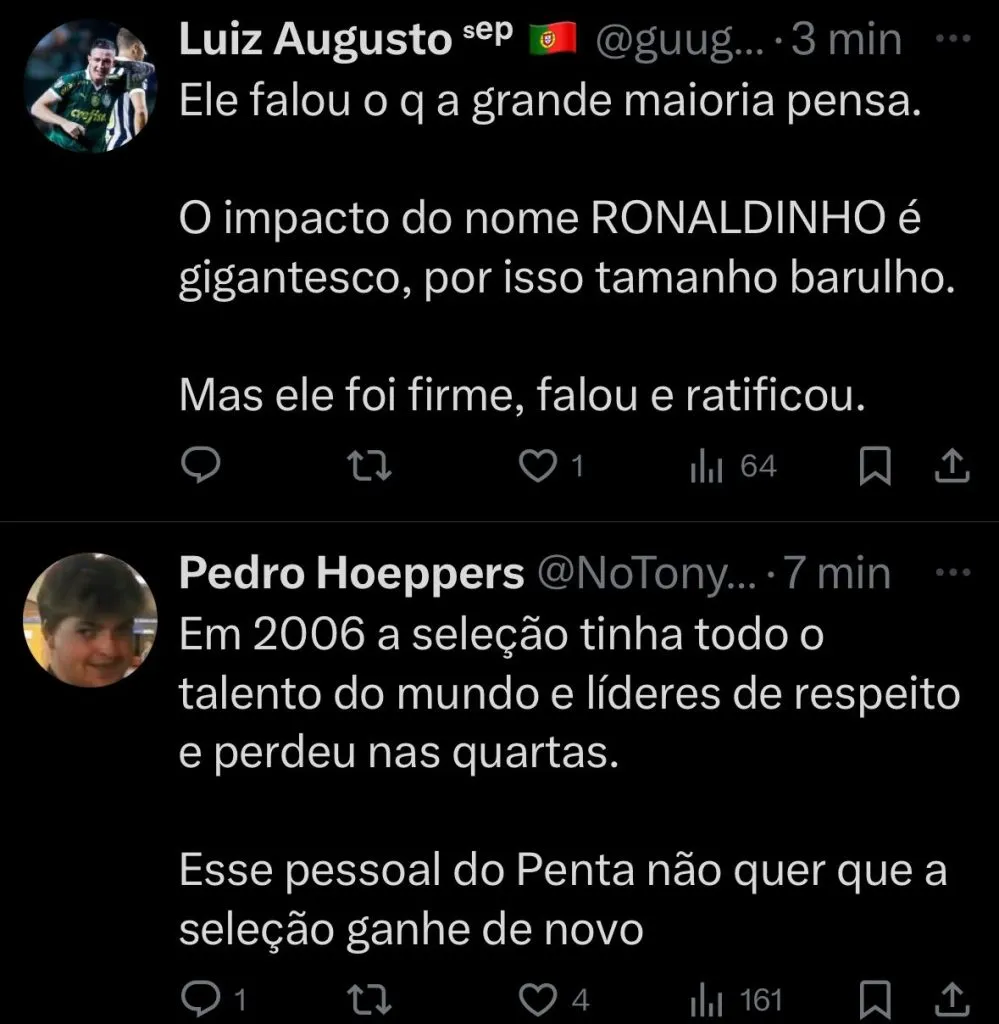 O que dizem os fanáticos sobre a declaração de Ronaldinho