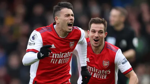 Gabriel Martinelli E Cedric SOARES Do Arsenal (Photo by Julian Finney/Getty Images)