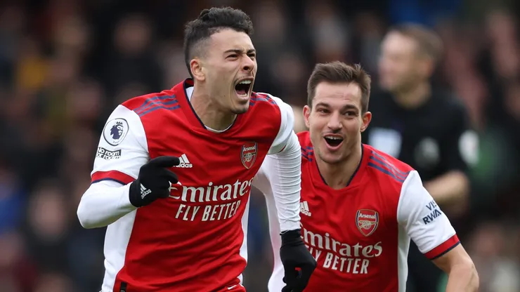 Gabriel Martinelli E Cedric SOARES Do Arsenal (Photo by Julian Finney/Getty Images)