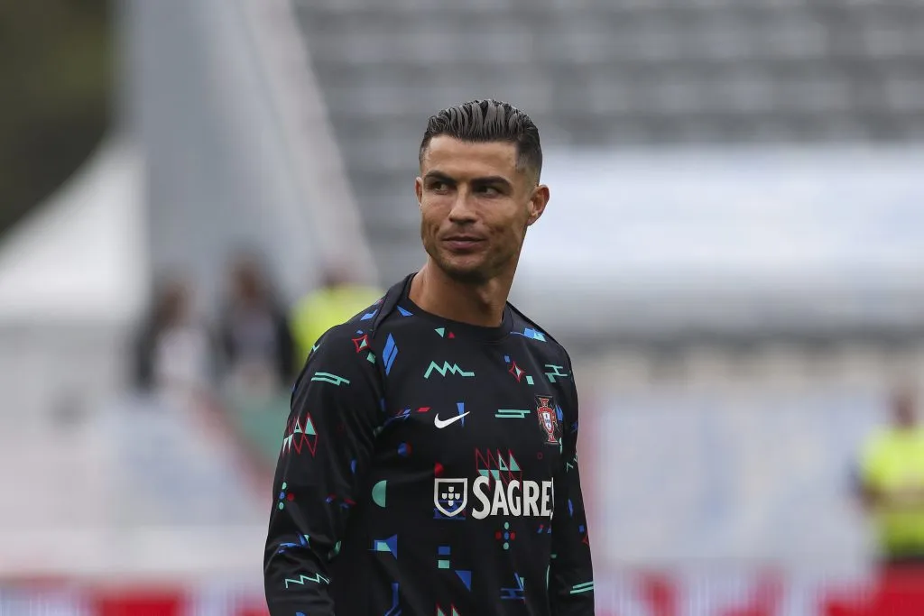 Cristiano Ronaldo em treino antes de amistoso