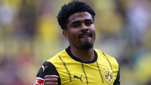 Ian Maatsen of Borussia Dortmund . (Photo by Dean Mouhtaropoulos/Getty Images)