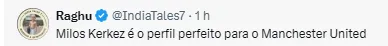 Torcedores do United comentam sobre o jogador