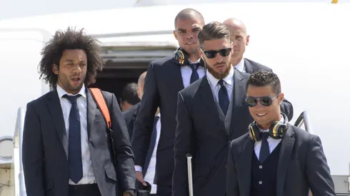 Cristiano Ronaldo ao lado de Marcelo, Pepe e Sérgio Ramos. Foto: Handout/UEFA via Getty Images