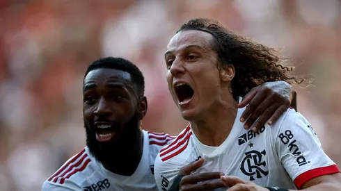 Gerson e David Luiz comemoram gol no Flamengo. Foto: Wagner Meier/Getty Images