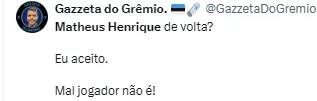 Torcida comenta sobre Matheus Henrique
