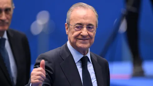 Florentino Pérez, presidente do Real Madrid quer a contratação de Mastantuono, do River Plate. (Photo by David Ramos/Getty Images)