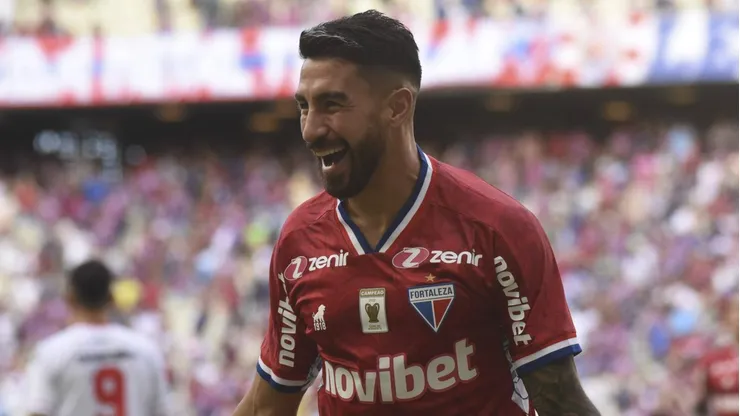 Lucero after scoring a goal during the Copa do Nordeste football game between Fortaleza v Ferroviario at Arena Castelao, Fortaleza, Brazil. Caior Rocha / SPP PUBLICATIONxNOTxINxBRAxMEX Copyright: xCaiorxRochax/xSPPx spp-en-CaRoSp-20230325_CaioRocha_forxferroCN-0651