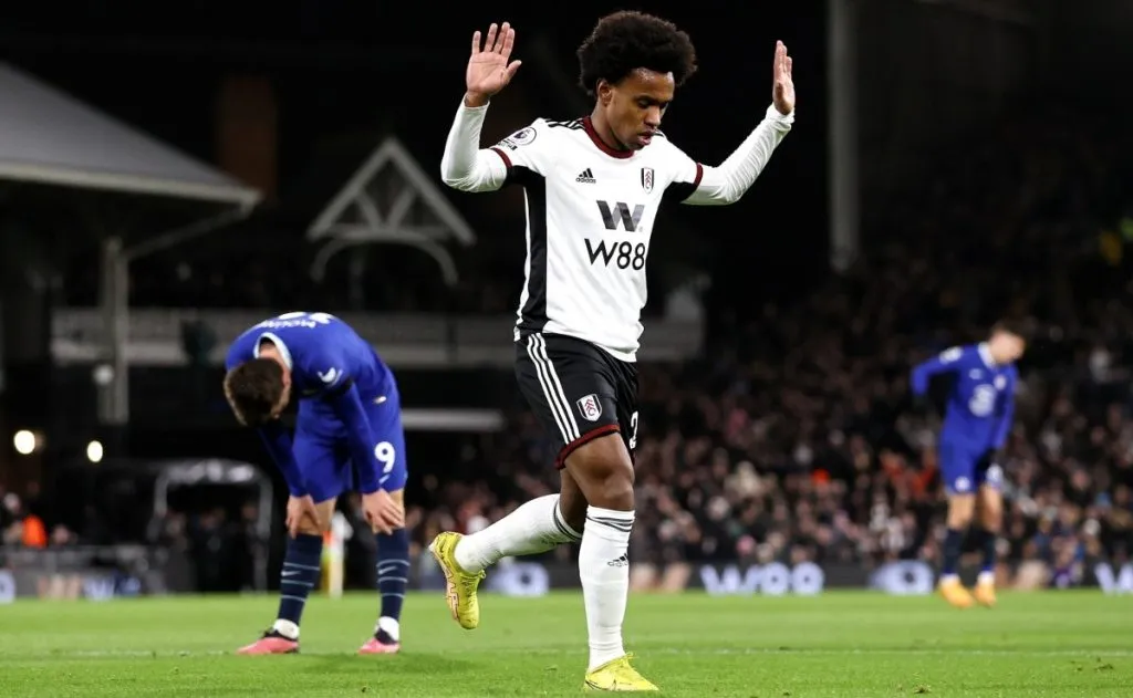 Willian após marcar gol contra o Chelsea. Foto: Getty Images
