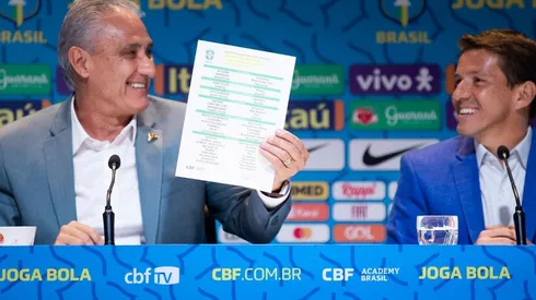 Tite e Juninho Paulista deixaram oficialmente a CBF (Foto: Lucas Figueiredo/CBF)