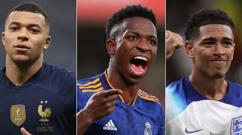 Catherine Ivill, Julian Finney, Fran Santiago/Getty Images – Mbappé, Vinícius Júnior e Bellingham