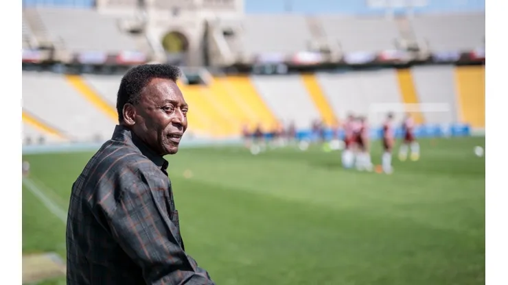 Soccer Legend Pele Visits Olympic Stadium In Barcelona
