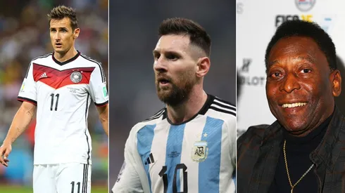 Robert Cianflone/Martin Rose/Richard Heathcote/Getty Images – Klose, Messi e Pelé