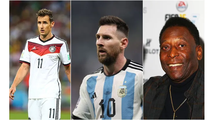 Robert Cianflone/Martin Rose/Richard Heathcote/Getty Images - Klose, Messi e Pelé