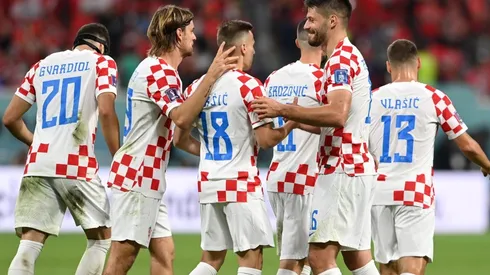 Jogadores croatas comemoram gol diante do Canadá (Foto: Getty Images)