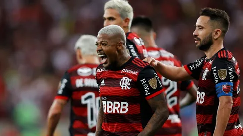 Jogadores do Flamengo comemoram gol pela Copa Libertadores (Foto: Getty Images)