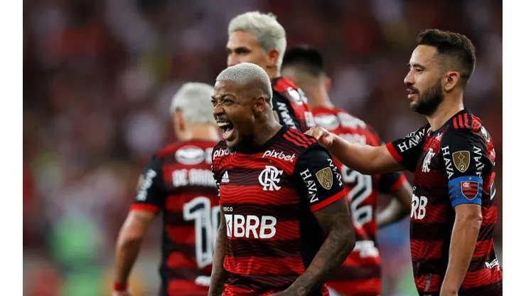 Jogadores do Flamengo comemoram gol pela Copa Libertadores (Foto: Getty Images)