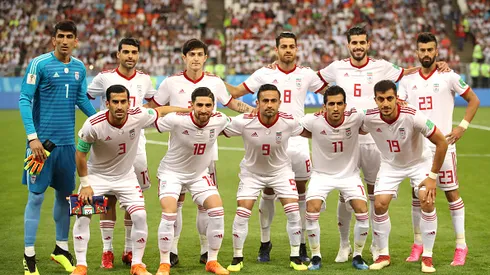 SARANSK, RUSSIA - JUNE 25: Iran pose prior to the 2018 FIFA World Cup Russia group B match between Iran and Portugal at Mordovia Arena on June 25, 2018 in Saransk, Russia. (Photo by Clive Mason/Getty Images)