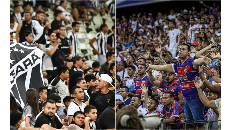 Foto: Lucas Emanuel/AGIF; Foto: Kely Pereira/AGIF - Torcida do Ceará e do Fortaleza