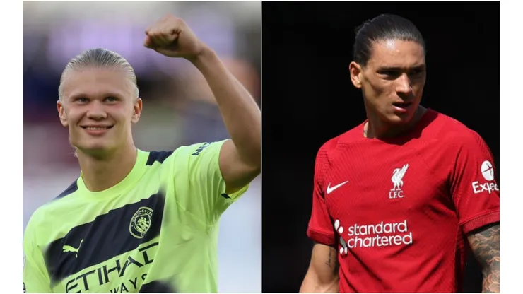 Mike Hewitt/Getty Images; Julian Finney/Getty Images - Haaland e Darwin Núñez
