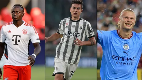Justin Casterline/Getty Images; Emilio Andreoli/Getty Images; Tim Nwachukwu/Getty Images – Haaland, Mané, Dybala
