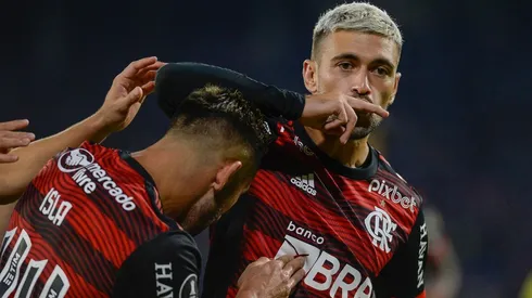 Arrascaeta fala sobre lance do segundo gol marcado pelo Flamengo contra o Talleres-ARG (Foto: Marcelo Cortes / Flamengo)