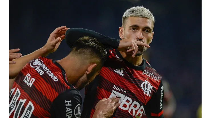 Arrascaeta fala sobre lance do segundo gol marcado pelo Flamengo contra o Talleres-ARG (Foto: Marcelo Cortes / Flamengo)