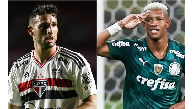 Calleri e Danilo, jogadores de São Paulo e Palmeiras, respectivamente (Foto: Getty Images)