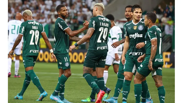 Jogadores do Palmeiras comemoram gol diante do Guarani (Foto: Marcello Zambrana/AGIF)