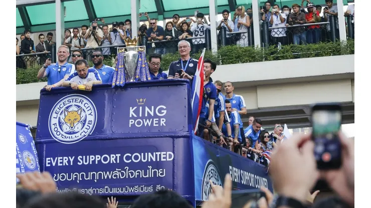 The celebration of Leicester City league trophy in Bangkok