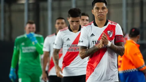 Enzo Perez of River Plate in action during a friendly match