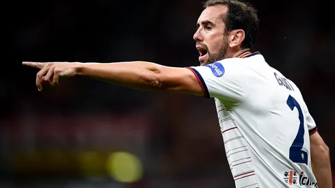 Diego Godin of Cagliari Calcio gestures during the Serie A
