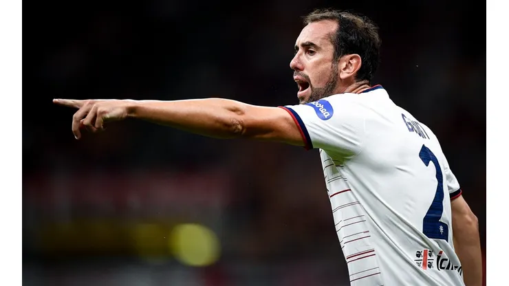 Diego Godin of Cagliari Calcio gestures during the Serie A