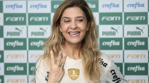 Leila Pereira deu a primeira coletiva como presidente do Palmeiras (Foto: Ettore Chiereguini/AGIF)