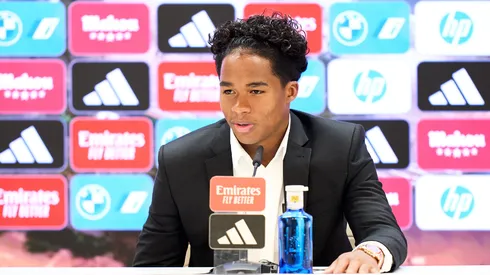 Endrick em coletiva de apresentação no Real Madrid