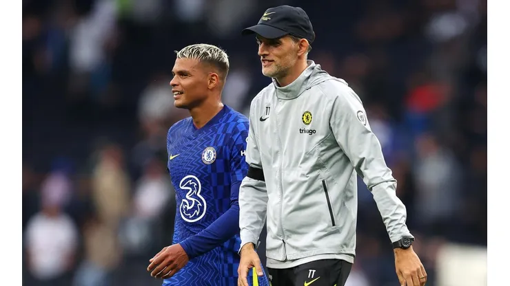 Thiago Silva e Thomas Tuchel, jogador e treinador do Chelsea (Foto: Getty Images)