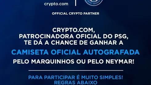 Crypto.com promove sorteio de duas camisas do PSG (Foto: Reprodução)