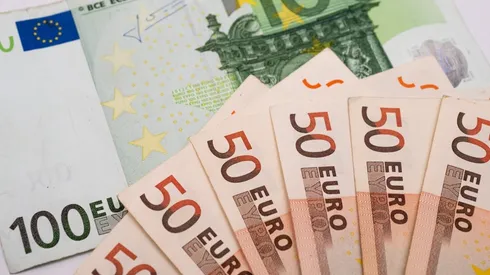 In this photo illustration an 100 euro and 50 euros