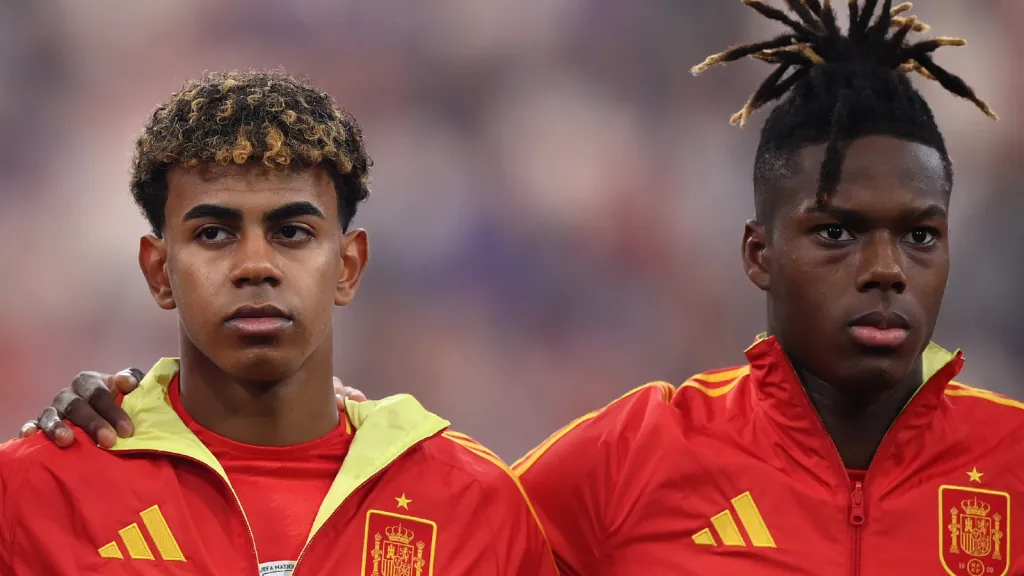 Lamine Yamal e Nico Williams na Eurocopa pela Espanha. (Foto: Justin Setterfield/Getty Images)