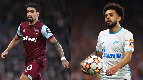 Lucas Paquetá (Photo by Mike Hewitt/Getty Images) e Claudinho (Photo by Clive Rose/Getty Images)