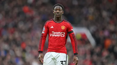 Kobbie Mainoo, jogador do Manchester United. (Photo by Michael Regan/Getty Images)