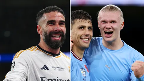 Real Madrid tem ajuda de Carvajal para contratar craque do Manchester City de Guardiola. Foto: David Ramos e Catherine Ivill/Getty Images.