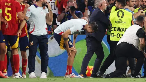 Eurocopa 2024: Morata é atingido em invasão e corre risco de ficar fora da final. (Photo by Alex Grimm/Getty Images)